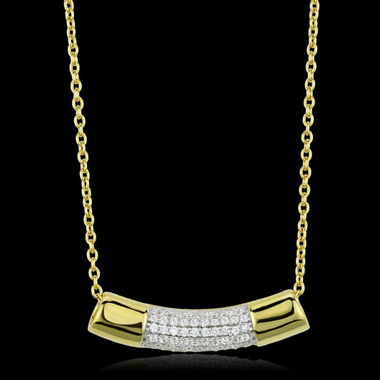 TS452 - Gold+Rhodium 925 Sterling Silver Chain Pendant with AAA Grade CZ  in Clear