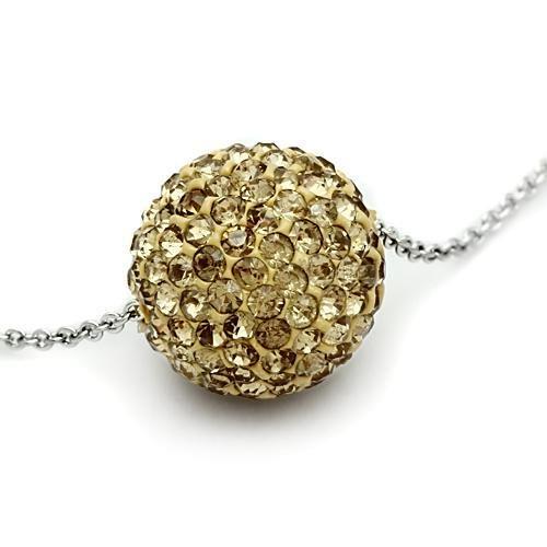 VL057 - Rhodium Brass Chain Pendant with Top Grade Crystal  in Topaz