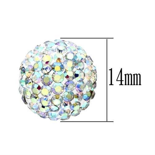 VL062 - Rhodium Brass Chain Pendant with Top Grade Crystal in Aurora Borealis (Rainbow Effect)