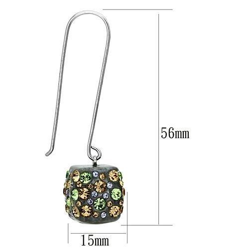 VL090 - High polished (no plating) Stainless Steel Earrings with Top Grade Crystal  in Multi Color