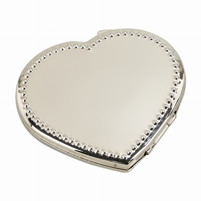 Beaded Heart Compact Mirror, 2.5"