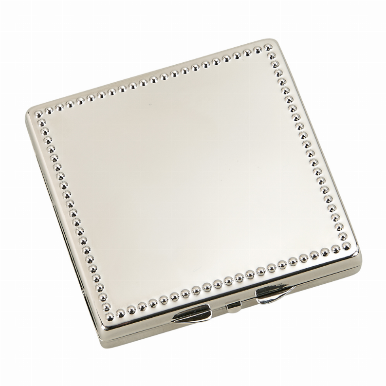 Beaded Square Compact Mirror, 2.5"