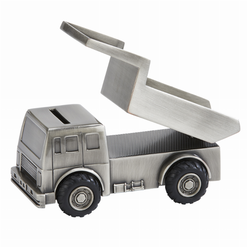 Dump Truck Bank, Pewter Finish 3" X 2.5" X 5"