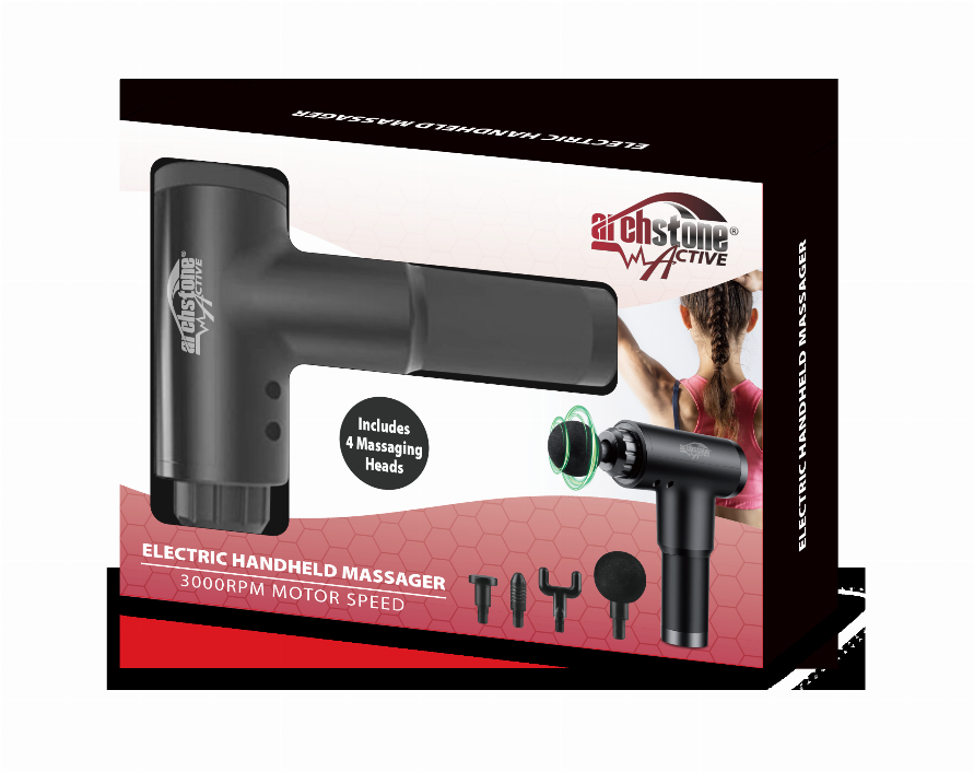 Electric Handheld Massager (Battery Powered, Multi-level & Multi Massage Head)