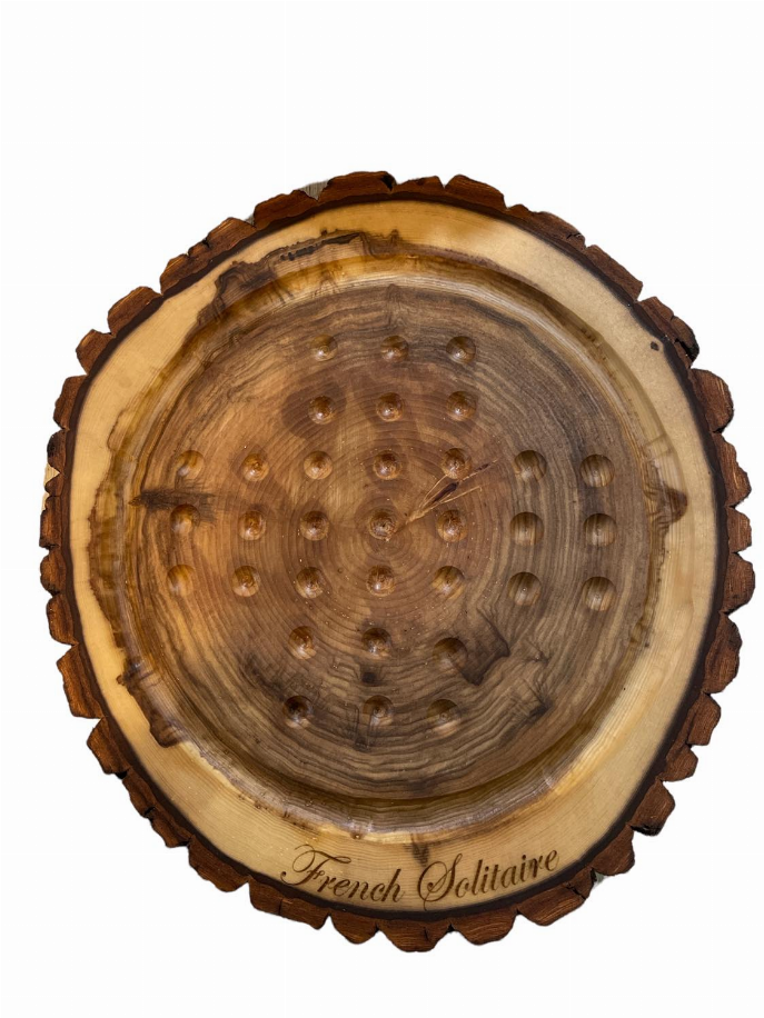 Wood Slice French Solitaire Board Game