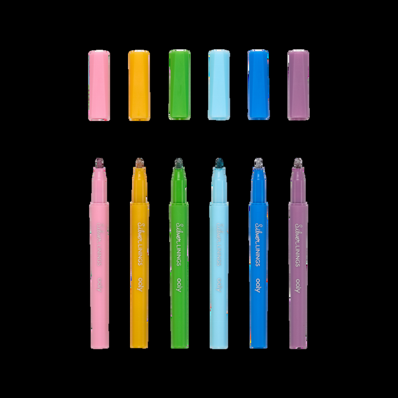 Silver Linings Outline Markers - Set of 6