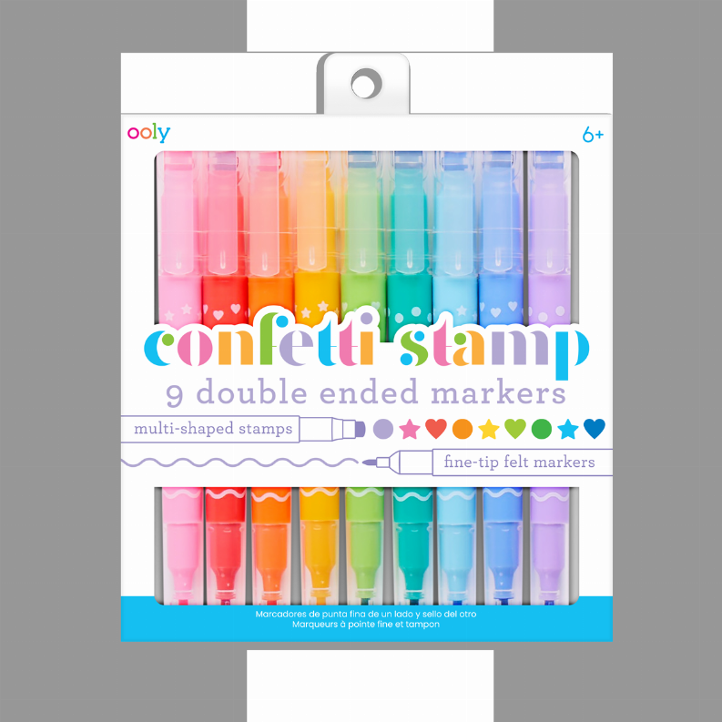 Confetti Stamp Double-Ended Markers - Set of 9