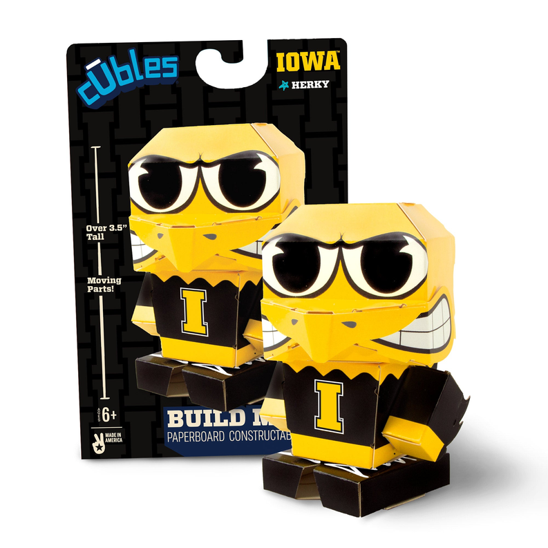 CUBLES U of Iowa Herky 3D Paperboard Constructable | Build-Your-Own, Ages 6 and Up  100% Recyclable