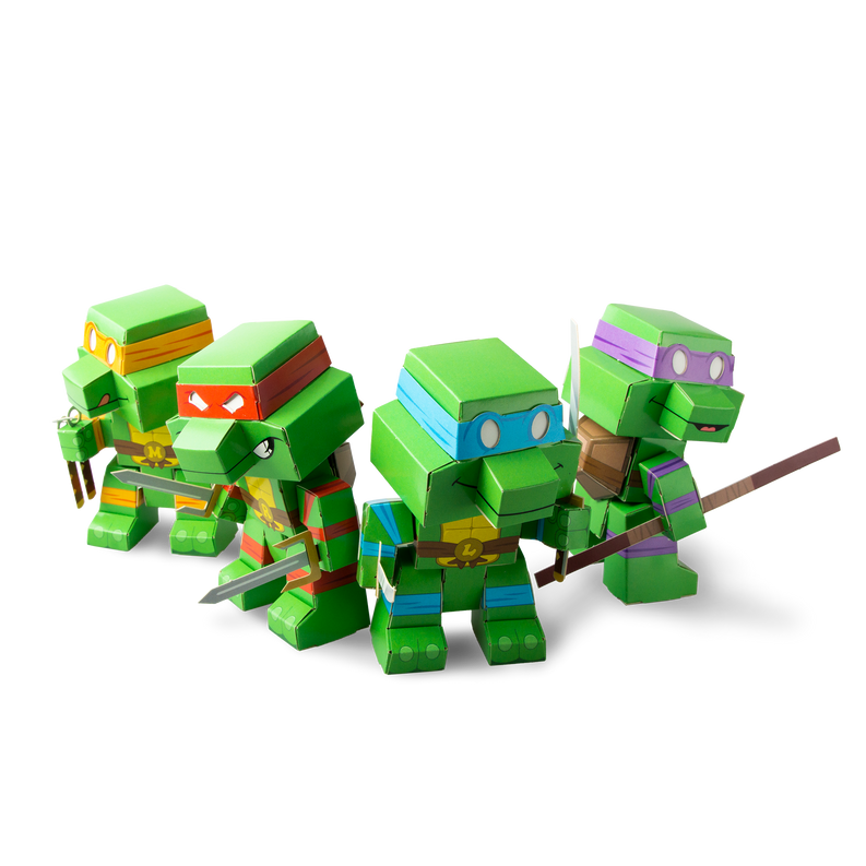 Cubles Teenage Mutant Ninja Turtles Retro Series 1: 3D Paperboard Constructable | Build-Your-Own, Ages 10 and Up | 100% Recyclable