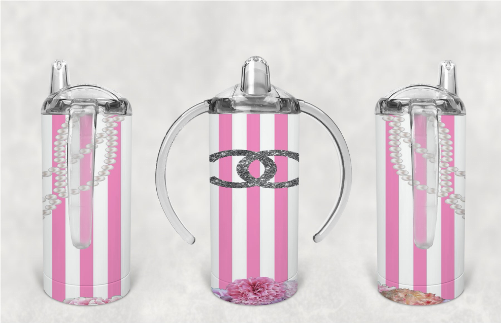Chanel/Stripes/Pink/White Kid Sippy Cup