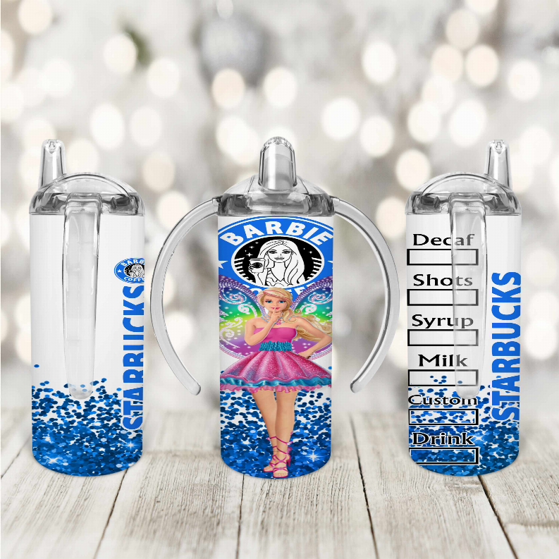 Starbucks/Barbie/Blue Glitter Kid Sippy Cup