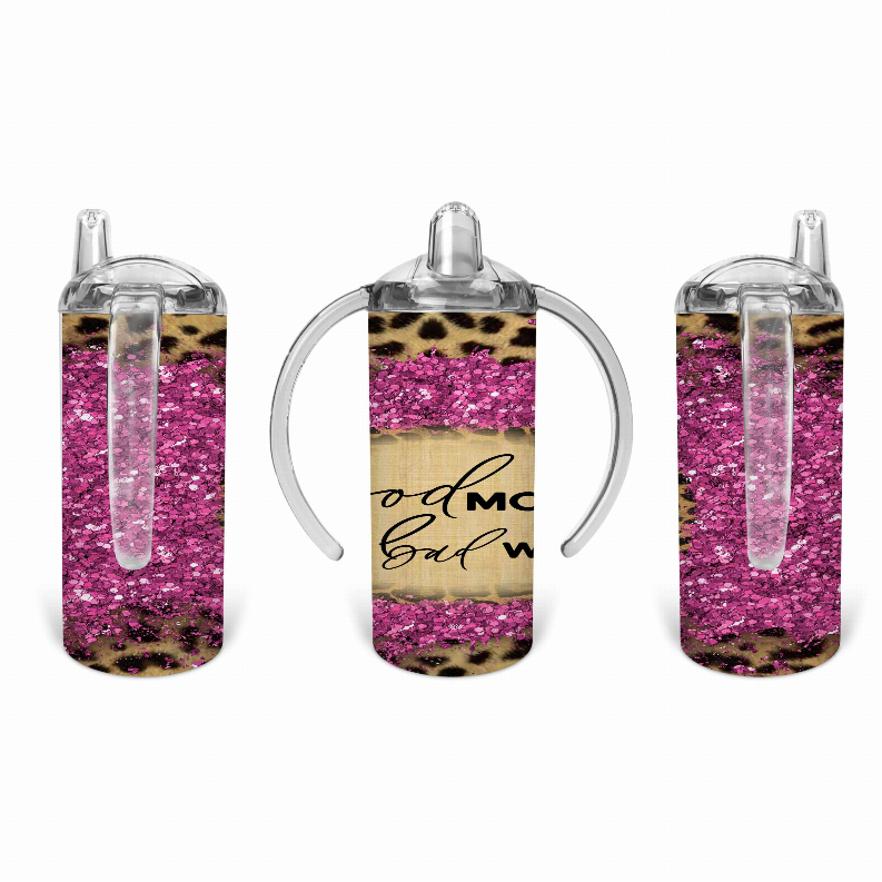 Animal Print/Pink Glitter Kid Sippy Cup