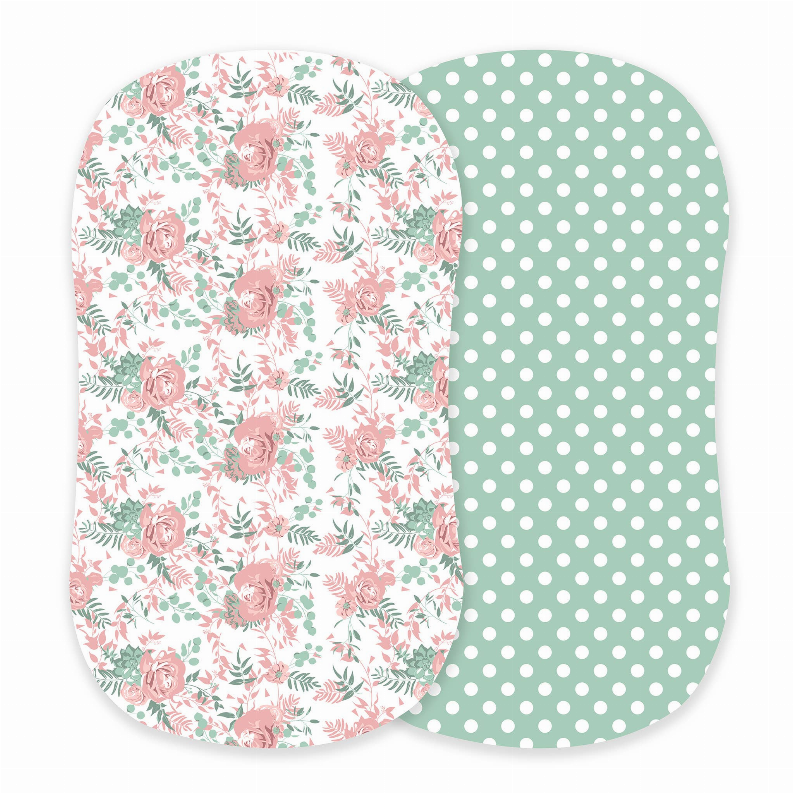 Desert Rose & Jade Polka Dot Changing Pad Cover/Bassinet