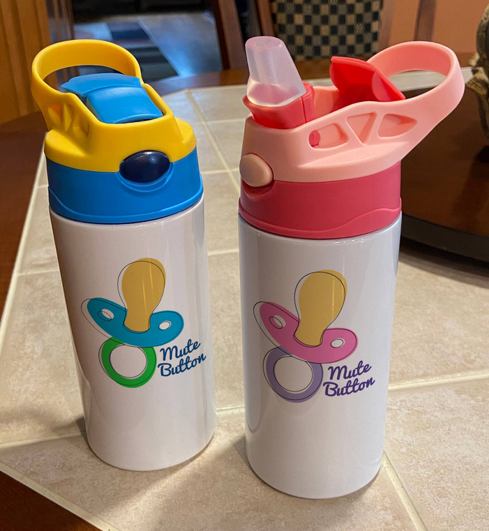 "Mute Button" Sippy Cups with Straw