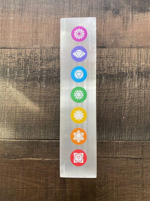 Selenite Charging Bar - Full Color Chakras