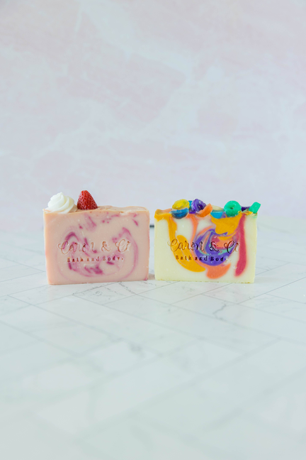 Strawberry Vanilla Pound Cake  Soap Slice