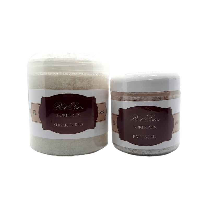 Red Satin Bordeaux Scrub & Bath Soak Bundle