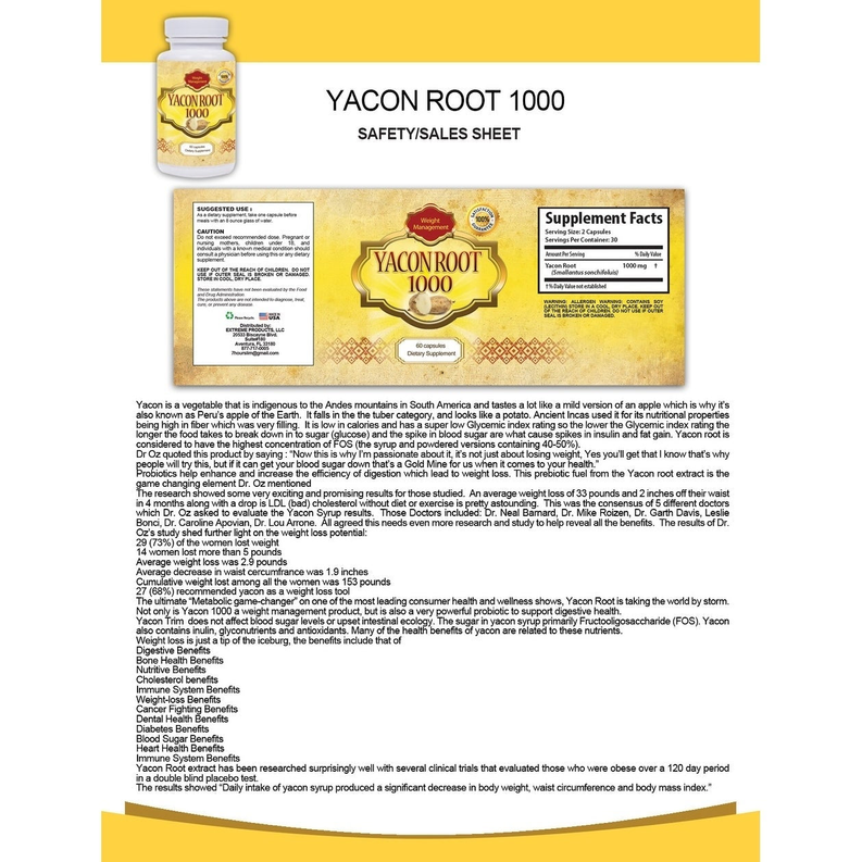 Yacon Root Extract Natural Weight Loss Supplement
