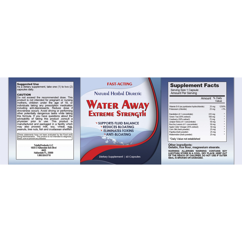 Water Away Natural Diuretic Water Pill (60 Capsules)