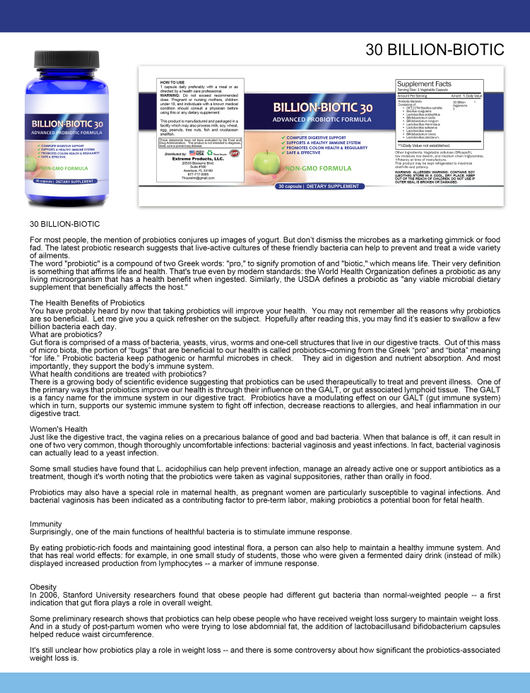 Advanced Probiotics with 30 Billion CFU's for Gastrointestinal Support