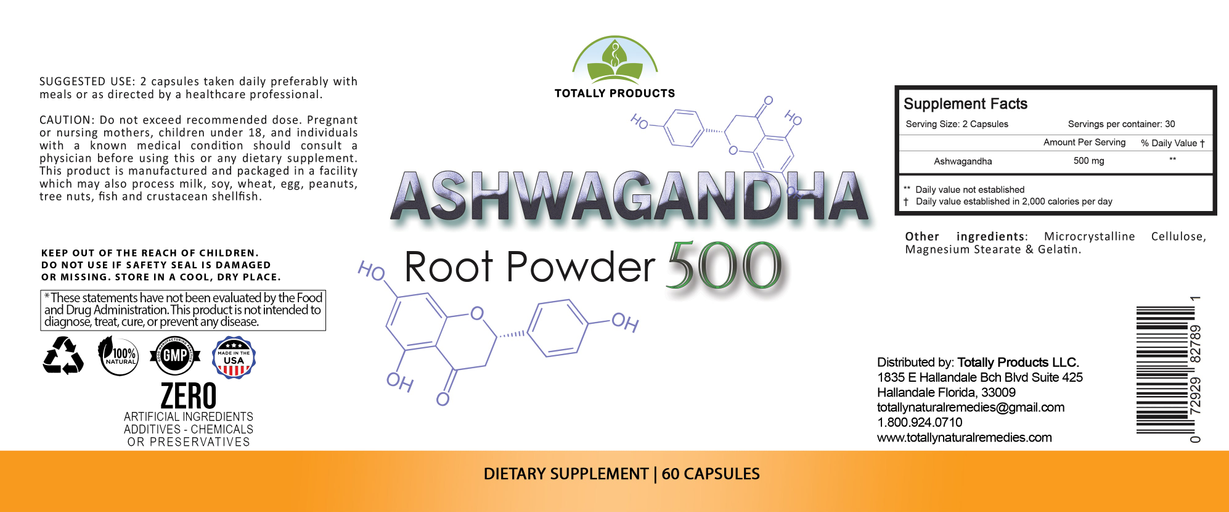 Totally Products Ashwagandha 500mg (180 capsules)