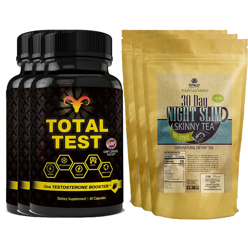 Total Test Testosterone Booster and Night Slim Skinny Tea Combo Pack