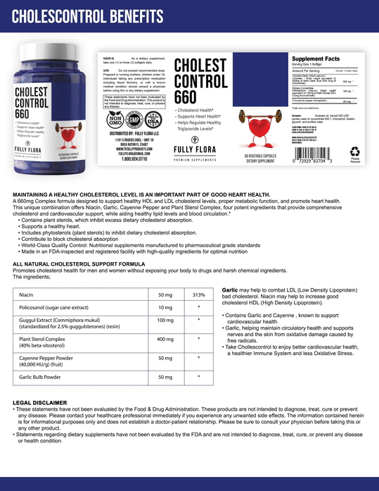 Fully Flora Cholesterol Control Regulator 660mg - 120ct
