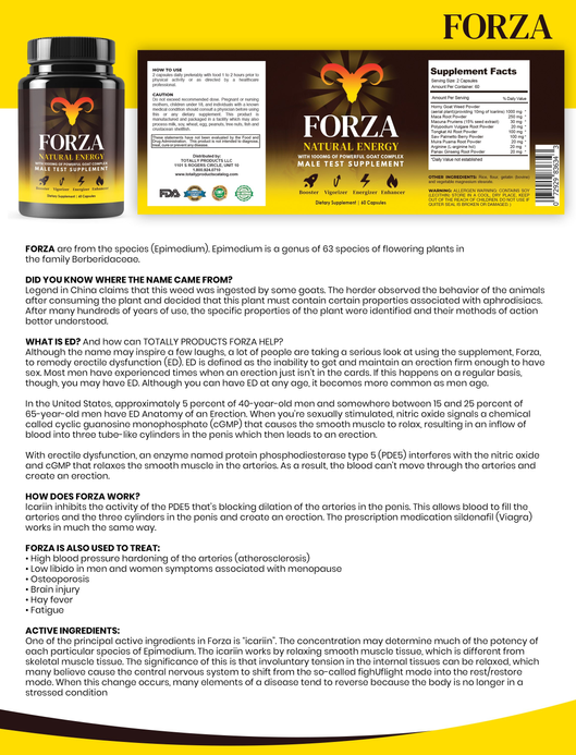 Forza Male Enhancement 1000mg Advanced Libido Booster (60 Capsules)