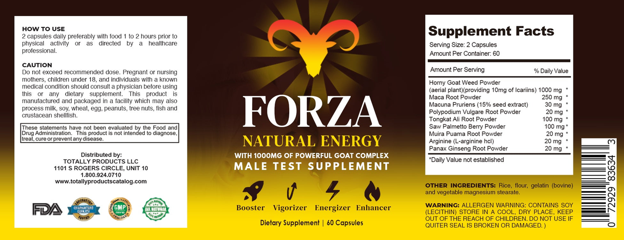 Forza Male Enhancement 1000mg Advanced Libido Booster (60 Capsules)