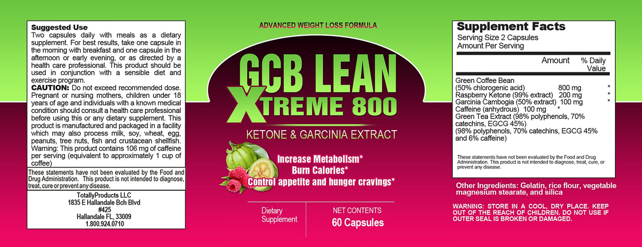 Super 3-in-1 GCB Lean with Garcinia Cambogia, Green Coffee Bean and Raspberry Ketones