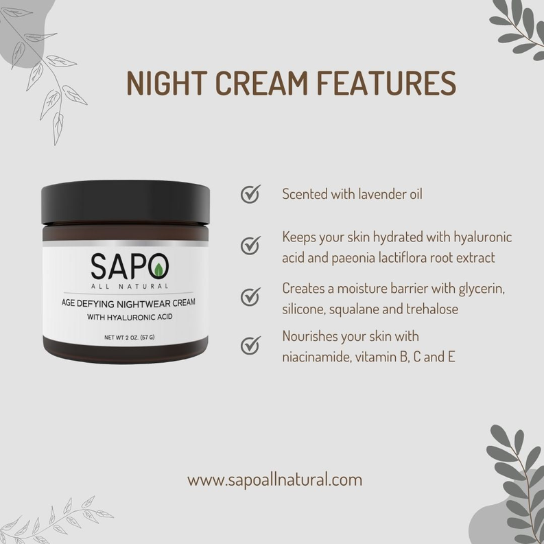 Night Cream with Hyaluronic Acid, Niacinamide, Silicone & Lavender Oil