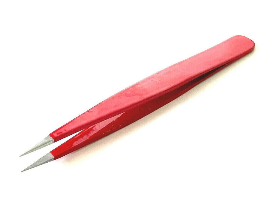 Red Color Eyebrow Multi Purpose Tweezers Pointed Tip Stainless Steel