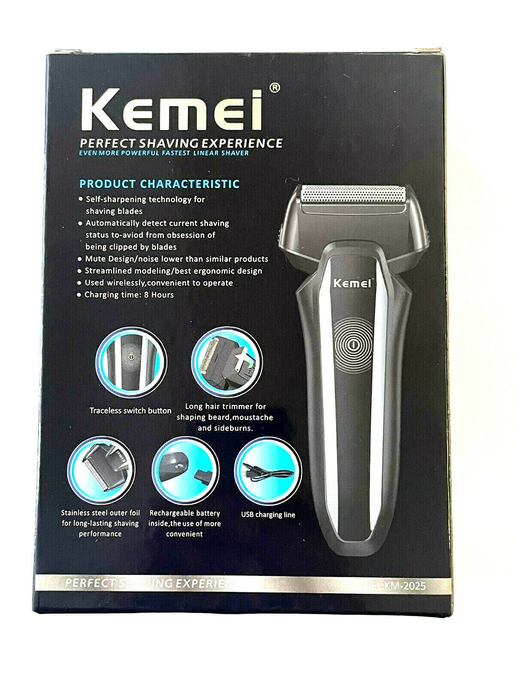 Men's Rechargeable Shaver With Two Blades Face Beard Sideburns Mustache Kemei Brand