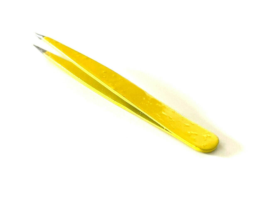 Yellow Eyebrow Hair Removal Multi Purpose Tweezers Pointed Tip