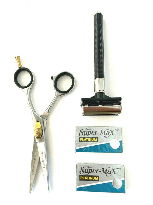 Barber's Hair Grooming Cutting Unisex German Scissors + Old Fashion Safety