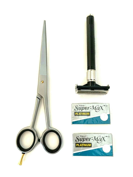 German Haircutting Curved Blades Scissors Shears Plus Safety Razor Blades Classic Shaving Excellent