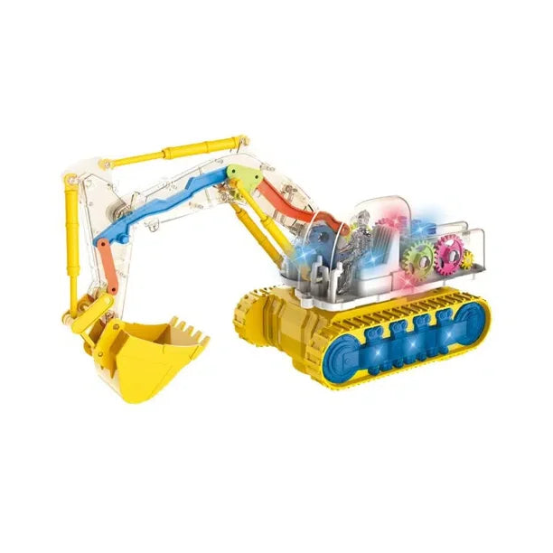 Transparent Gear Excavator Electric Childrens Educational Simulation Model Engineering Car Lighting Music Toy Gift