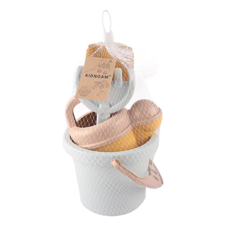 Children Beach Toy Wheat Straw Beach Bucket Set With Sand Sand Dredging Tools Outdoor Toy