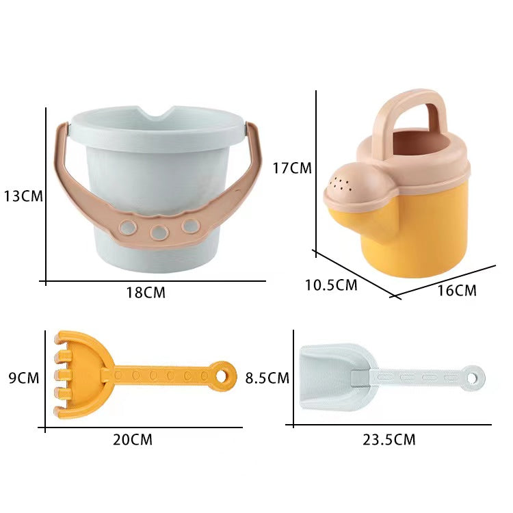Children Beach Toy Wheat Straw Beach Bucket Set With Sand Sand Dredging Tools Outdoor Toy