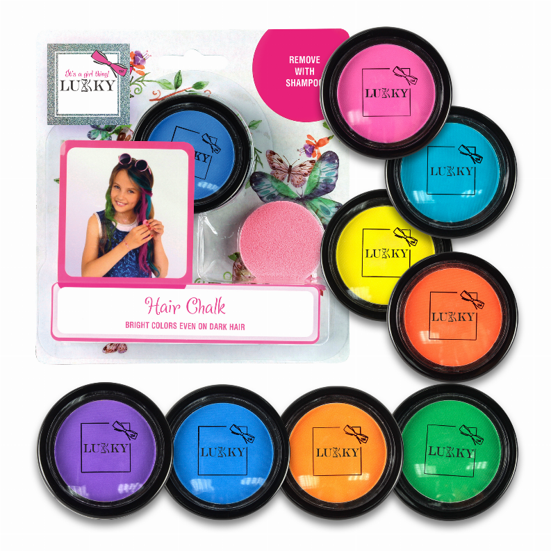 LUKKY Hair Chalk with sponge, assortment of 12 pieces