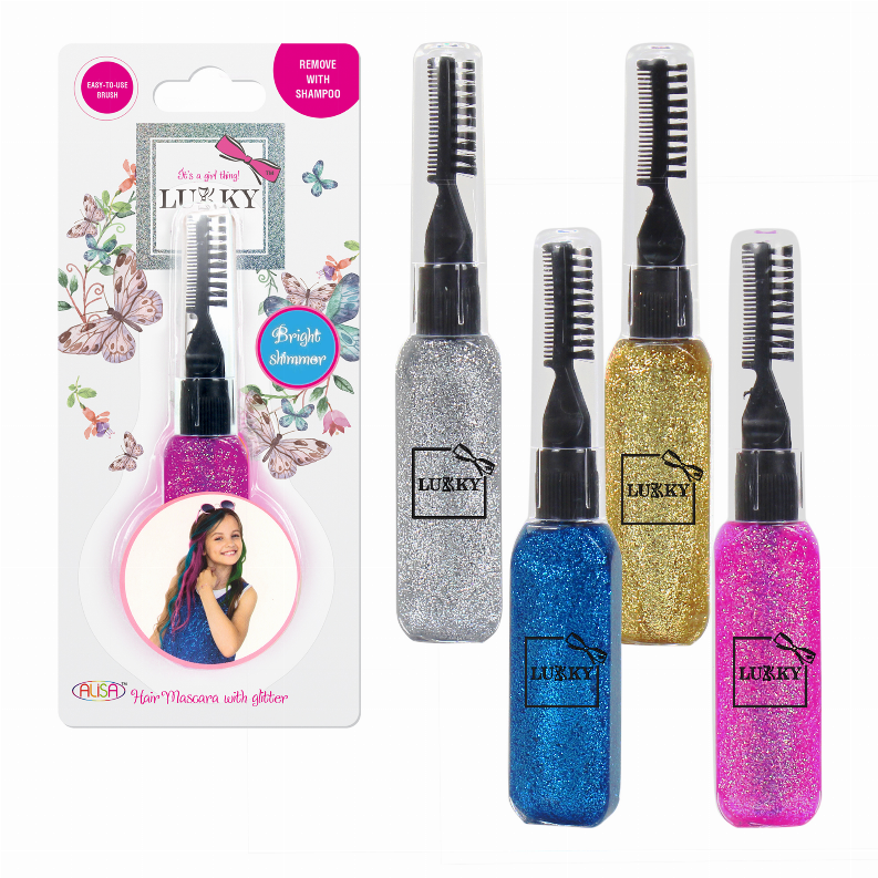 LUKKY Hair Mascara with glitter x 0.51 fl.oz., assortment of 12 pieces
