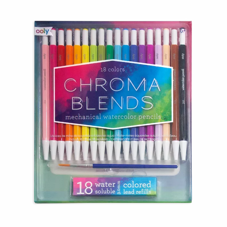 Chroma Blends Mechanical Watercolor Pencils - Set of 18 + Refills