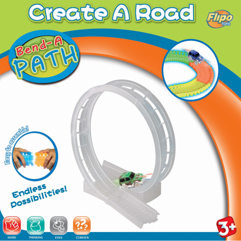 Bend A Path 360 Loop-de-Loop Clear Track Expansion Pack with Green 5LED trick SUV